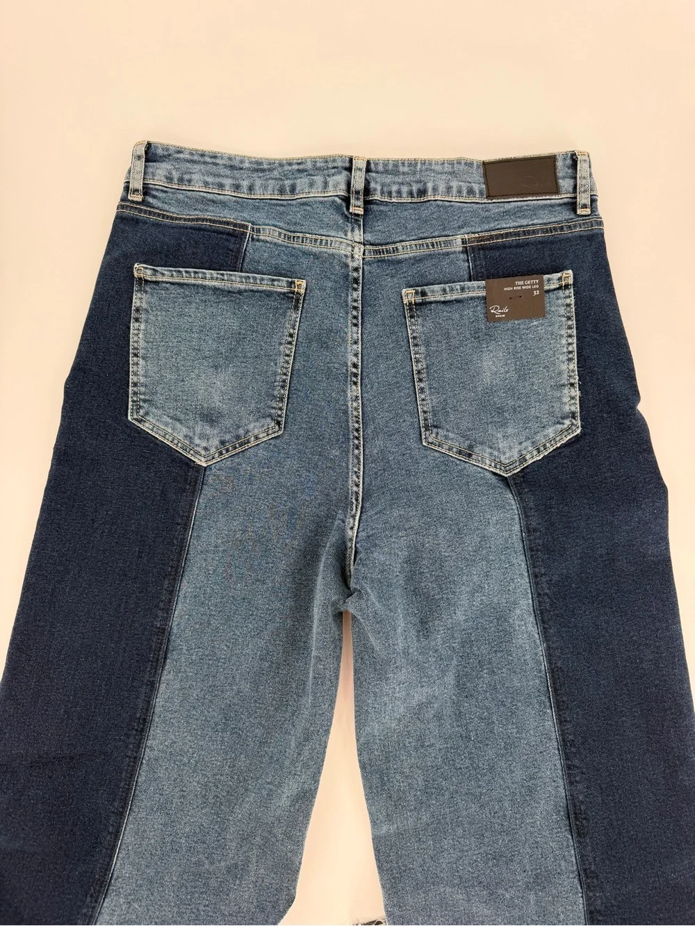 Rails The Getty Paneled High Rise Wide Leg Blue Jeans Women's - Size 32